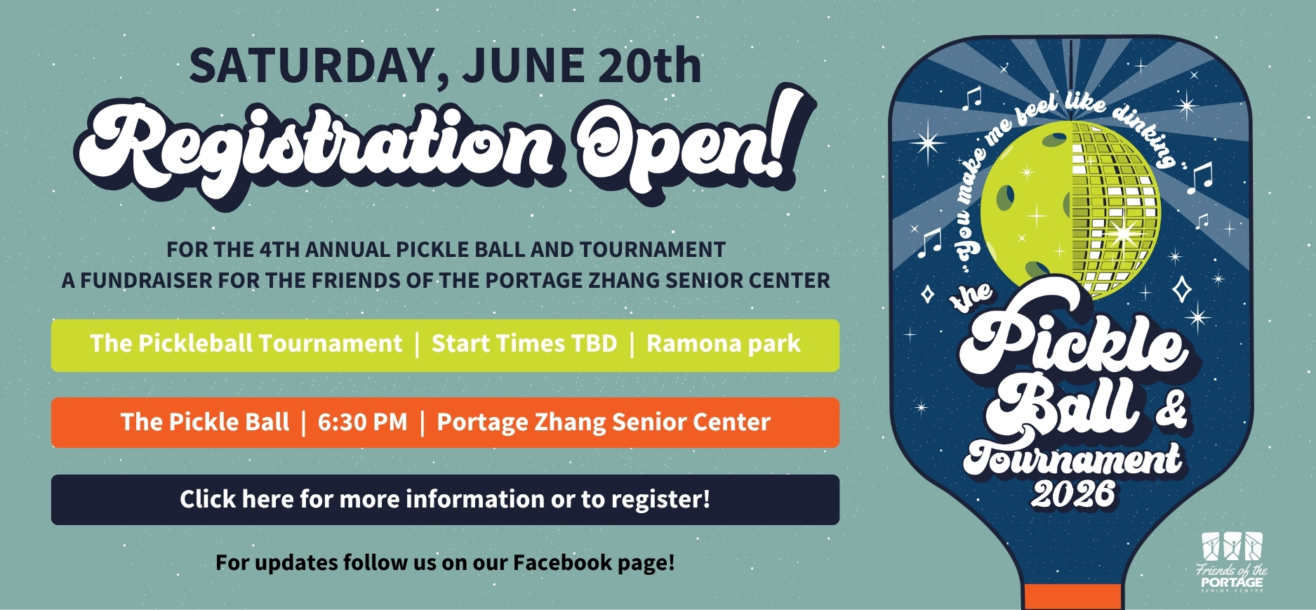 PickleBall Registration 2026 Open Banner